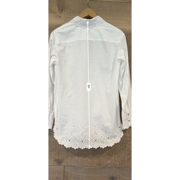 PACO RABANNE EMBROIDERED EYELET COTTON BUTTON-UP SHIRT size 38 - Picture 8 of 11